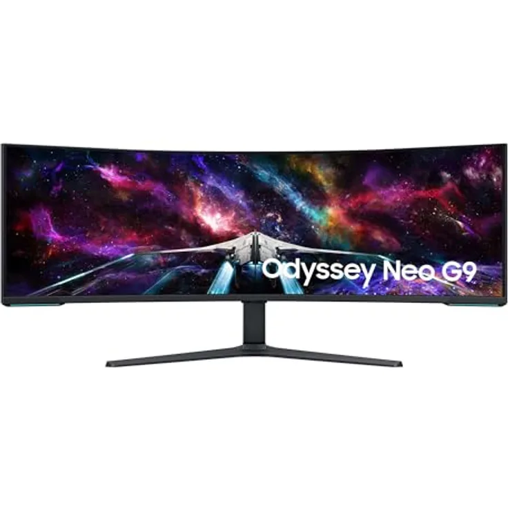 Samsung Odyssey Neo G95NC Curved Gaming Monitor, 57 Zoll, VA-Panel, 7.680 x 2.160 Pixel, Quantum Mini LED, Freesync Premium Pro, Bildwiederholrate 240 Hz, Reaktionszeit 1 ms (G/G), Weiß