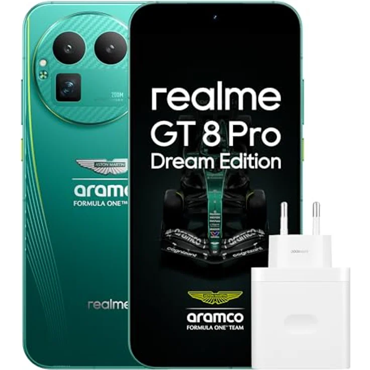 realme GT 8 Pro Smartphone 16GB+512GB, 200-MP-Teleobjektiv, Snapdragon 8 Elite Gen 5, 7000-mAh-Titan-Akku, 120 W Schnellladen, Aston Martin Green – Bild 1