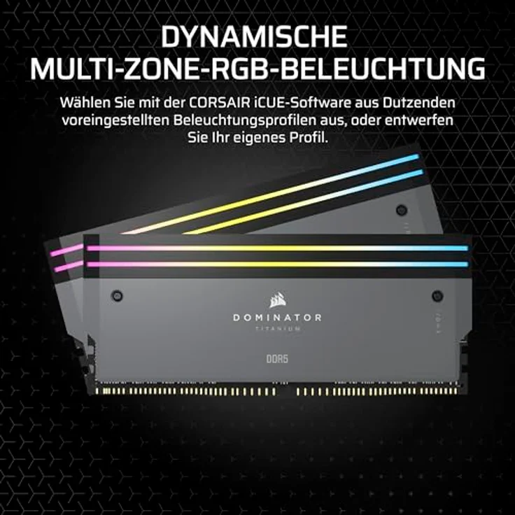 CORSAIR Dominator Titanium DDR5 RGB Lichtverstärkungs-Kit – 2X Module – 0GB RAM – CORSAIR iCUE-Kompatibel – Grau – Bild 3