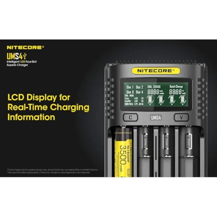 Nitecore Universal Ladegerät UMS4 3000 mA USB Erwachsene Unisex schwarz L 159 x B 107 x H 41 – Bild 6