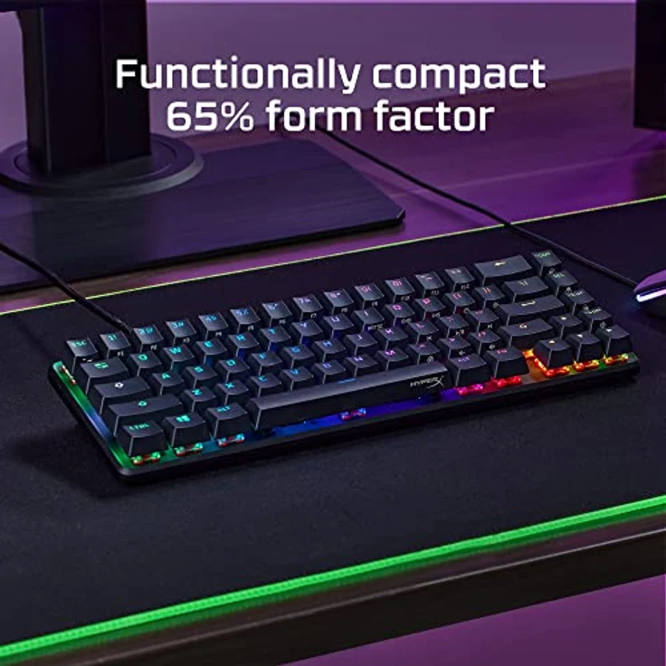 HyperX Alloy Origins 65 – Mechanische Gaming-Tastatur - Ultrakompakter 60% Formfaktor - HyperX Red Switch (Linear) - Double Shot PBT-Keycaps- RGB-LED Hintergrundbeleuchtung – Bild 2