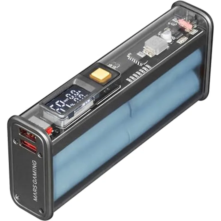MARSGAMING MPK-20K Power Bank 22.5W, Samsung 20000mAh Batterien, QC3.0 & PD3.0 Schnellladung, Smart Display, Schwarz