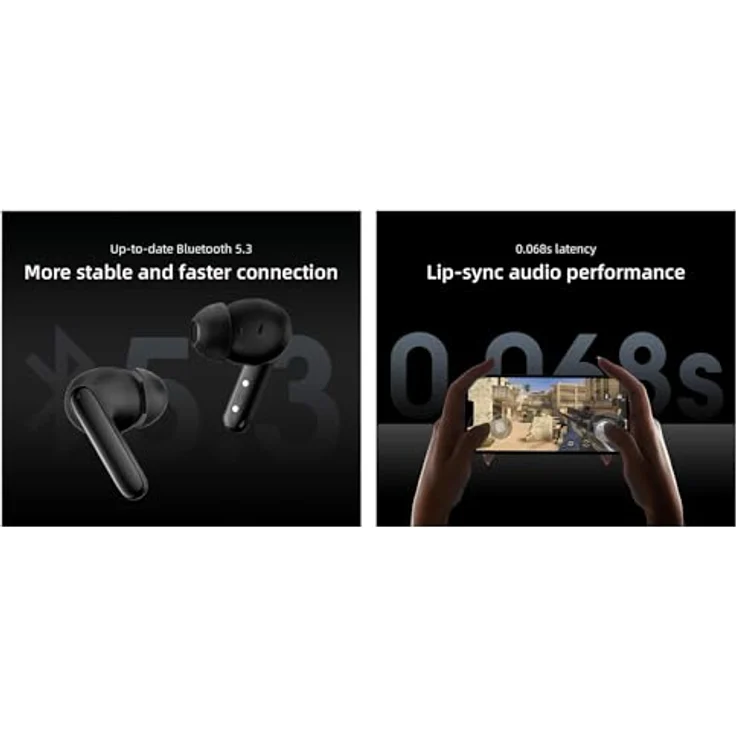 QCY T13 ANC2 In-Ear-Kopfhörer, Bluetooth 5.3 mit aktiver Geräuschunterdrückung, 30 Stunden Spielzeit, antibakterielle Ohrstöpsel, Schwarz – Bild 6