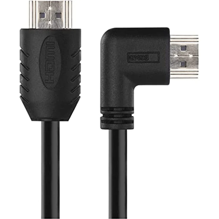 EMOS High Speed HDMI 2.0 Kabel mit Ethernet 1,5 m, 18 Gbit/s Hochgeschwindigkeitskabel mit Ultra HD, 4K, 3D, ARC Unterstützung, 90° Winkelstecker auf A-Stecker schwarz – Bild 2