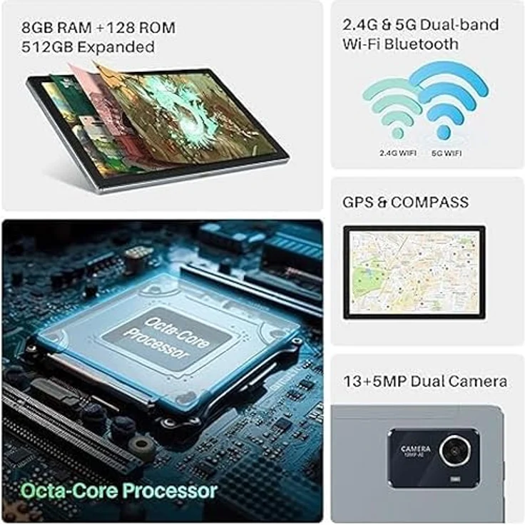 HUION Kamvas Slate 10 Standalone-Zeichentablett Schwarz/Grau, 10,1-Zoll-Digital Art Tablet mit Volllaminierung und 4096 Stufen – Bild 3