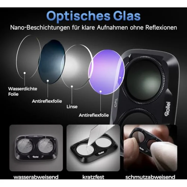 Rollei Filter-Set CPL, Vario-ND2-32 & Black Mist für DJI Osmo Pocket 4P, optimiert für Dual-Kamera-System, schnelle Montage, optisches Glas mit Nano-Beschichtung – Bild 6