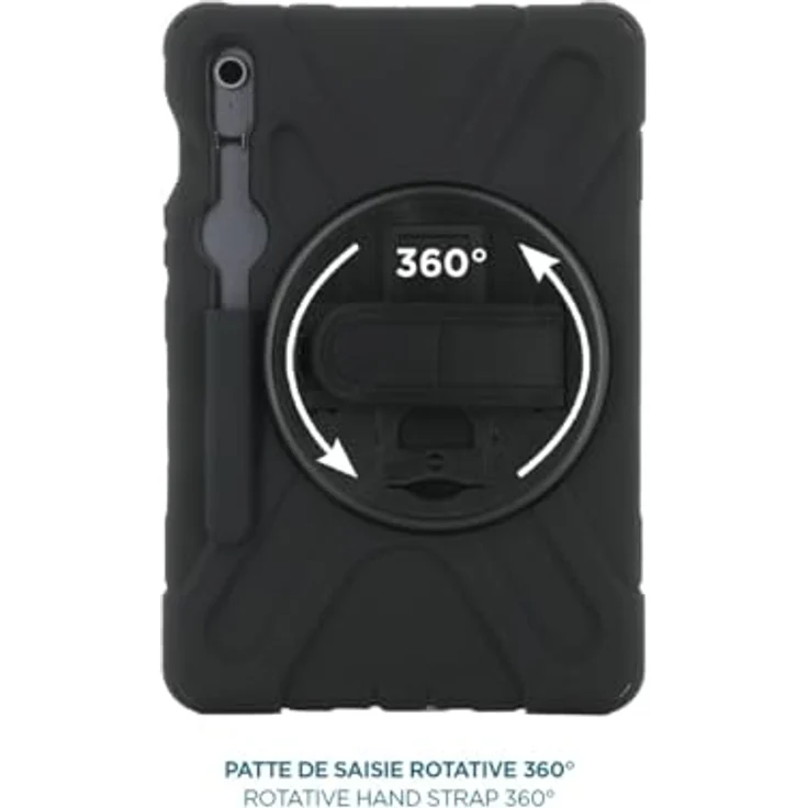 Mobilis All in Case für Galaxy Tab S10 FE, S9 FE, S9, Ultra-robuste Tablet-Hülle mit 360°-Kickstand und verstellbarem Handgurt, Schwarz – Bild 3