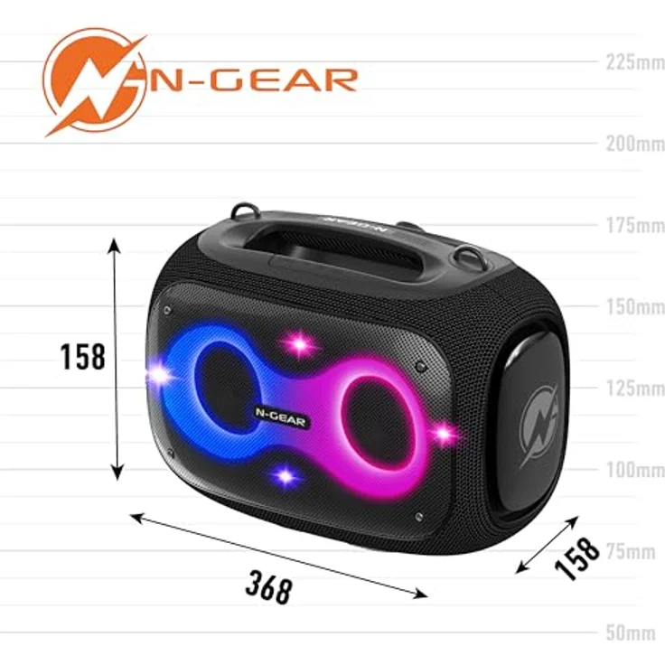 N-Gear NRG600 120 Watt Bluetooth-Speaker inkl. 2 Mikrofone (IPX5 wasserdicht, Schwarz) – Bild 8