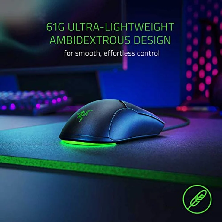Razer Viper Mini - Ultra light Gaming Mouse (Ultraleichte beidhändige Gamer Maus mit 61g Gewicht, Speedflex-Kabel, optischer 8.500 DPI Sensor und RGB Chroma Beleuchtung) – Bild 5