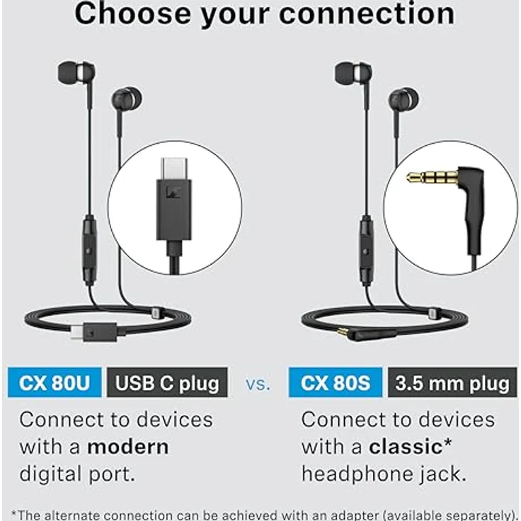 Sennheiser CX 80U, Kabelgebundene Kopfhörer mit USB-C-Verbindung, integrierter Fernbedienung und Mikrofon – Bild 7