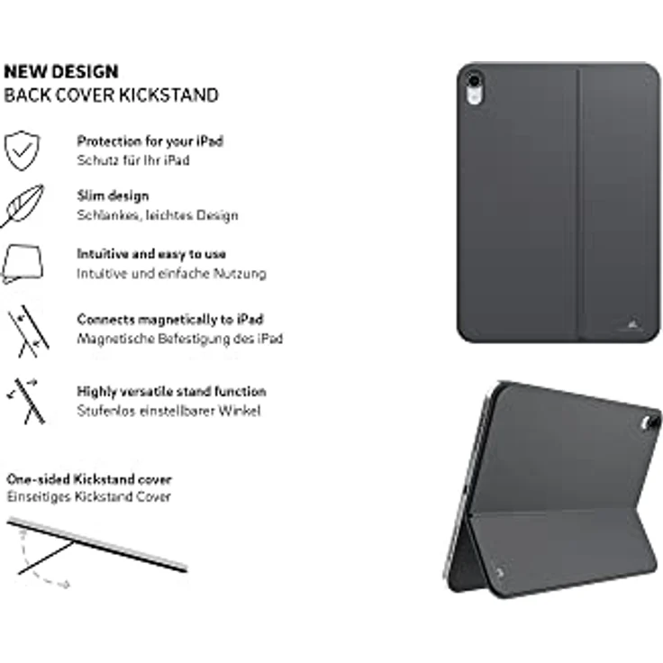 Black Rock Kickstand Cover Hülle Passend für Apple iPad Air 5. Generation 2022 10,9 Zoll I Smart Case, Magnetisch, Tablet Schutzhülle (Schwarz) – Bild 2