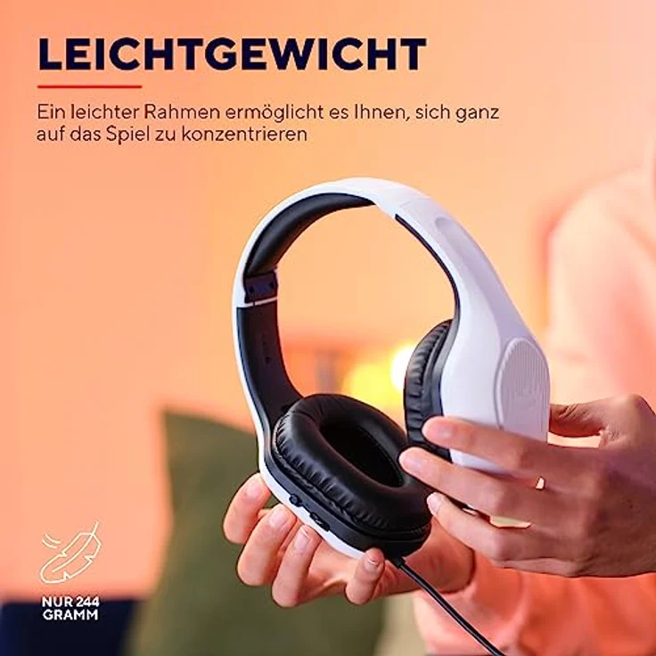 Trust Gaming GXT 415PS Zirox Leichtes Gaming Headset für Playstation 5 mit 50-mm-Treiber, 1,2 m Kabel, 3,5-mm-Audioanschluss, Hochklappbares Mikrofon, Over-Ear PS5 Kopfhörer mit Kabel - Weiß – Bild 2