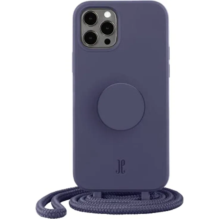 PopSockets x Just Elegance - Handyhülle für iPhone 12 Pro Max mit einer Abnehmbarereiner Geflochtenen Kette und einem PopGrip mit Austauschbarem PopTop - Purple