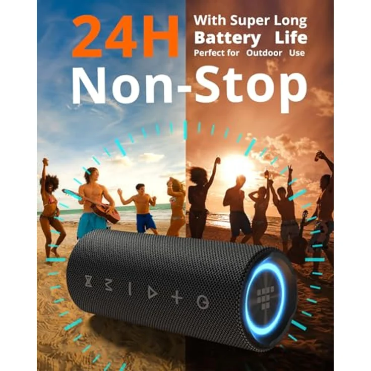 Tronsmart Mini Bluetooth Lautsprecher Musikbox, 24h Akku, Ipx7 Wasserdicht, Mit Licht Bluetooth 5.3, Stereo Bluetooth Box, Schwarz – Bild 4