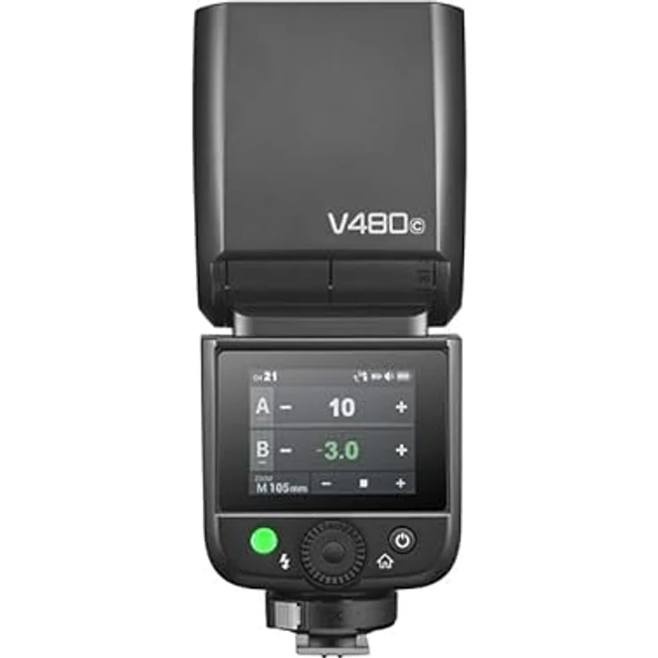 GODOX Flash V480N, Blitzgerät kompatibel mit Nikon, Lithium-Batterie, mit Ladegerät, USB-Kabel, Mini-Stativ und Diffusor – Bild 2