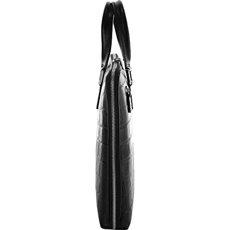 Cluty Aktentasche, echt Leder, Made in Italy, Croco-Prägung, schwarz – Bild 5