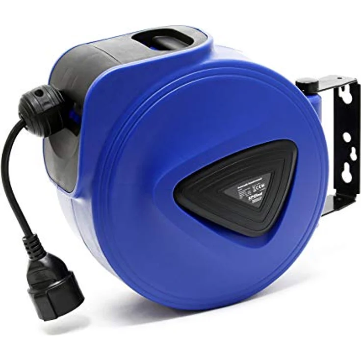 XPOtool Automatik Kabeltrommel 20 m mit Wandhalterung, 180° drehbar, automatische Stromtrommel, Vielseitige Anwendung, 1000/2300 Watt, integrierte Kabelführung – Bild 2