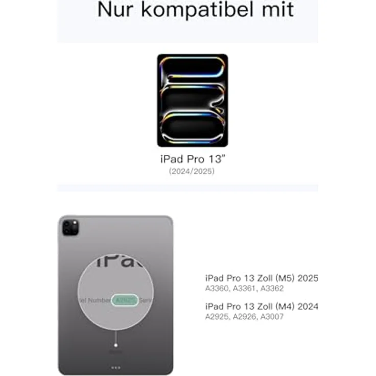 Inateck Magic Magnetische Tastatur Hülle für iPad Pro 13 (2025/2024, M5/M4), Großes Trackpad, 7-farbige Hintergrundbeleuchtung, LED Smart Power-Anzeige, Stifthalter – Bild 4