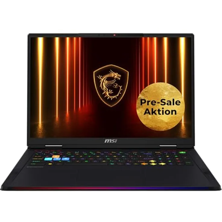 MSI Raider A18 HX Gaming-Laptop, 18" UHD+ Mini-LED 120 Hz Display, AMD Ryzen 9 9955HX3D, NVIDIA GeForce RTX 5080, 64 GB DDR5, 2 TB SSD, Windows 11 Home, QWERTZ Tastatur, A9WIG-080, Schwarz