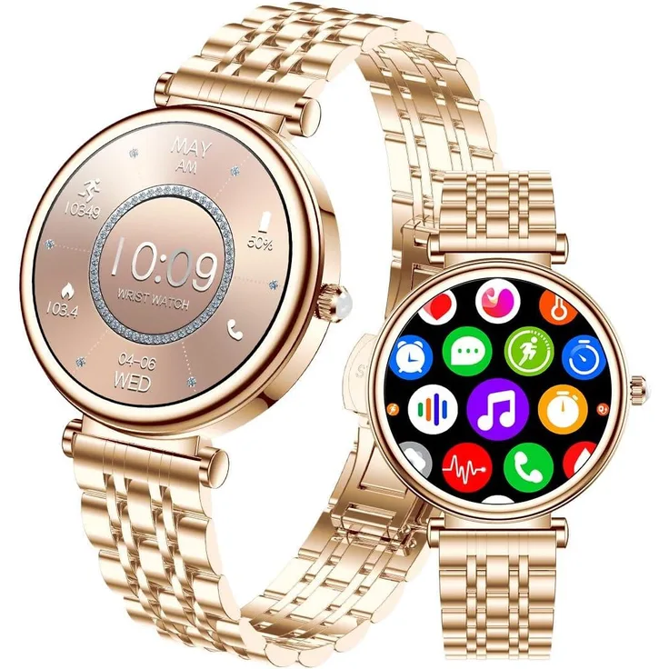 TAYSHILEY Damen Smartwatch 1.27 Zoll, Fitness Tracker mit Herzfrequenz- und Schlafmonitor, IP67 wasserdicht, Anruffunktion für Android/iOS