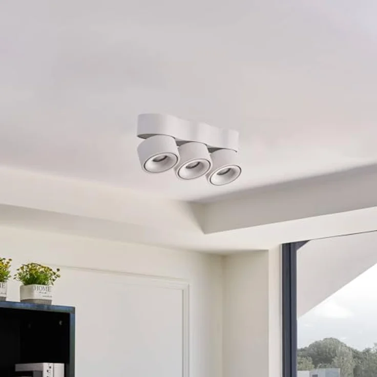 Arcchio LED Deckenleuchte 'Rotari' (Modern) in Weiß aus Aluminium für Wohnzimmer & Esszimmer (3 flammig) - Energiesparende LED-Deckenlampe von Arcchio – Bild 3