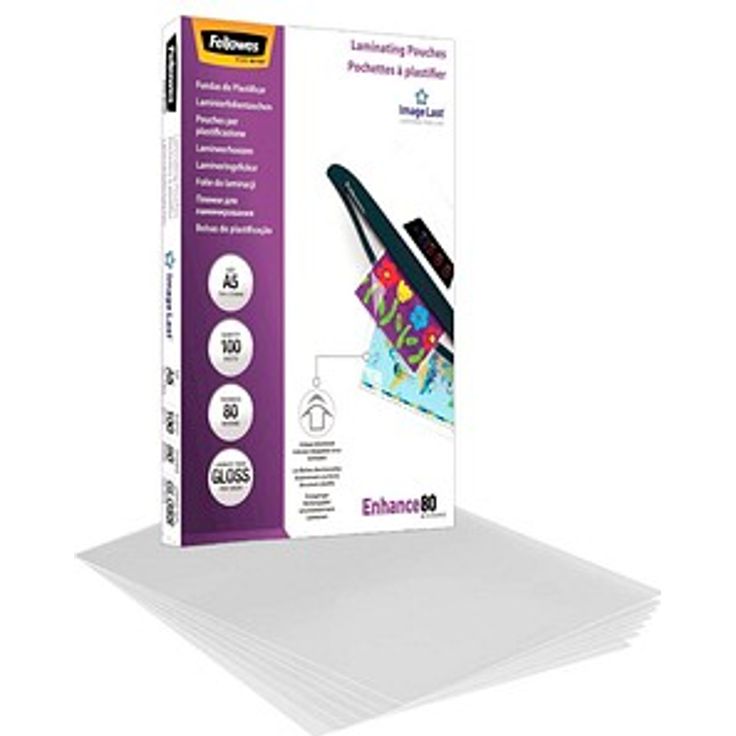 Fellowes Enhance80 ImageLast Laminierfolien glänzend, A5 80 Micron, 100 Stück für professionelle Laminierung