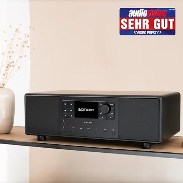 sonoro Primus Internetradio mit Bluetooth (Spotify, Deezer, Podcasts, FM/UKW, DAB Plus, WLAN, AUX-In, Holzgehäuse) Stereoanlage Schwarz – Bild 3