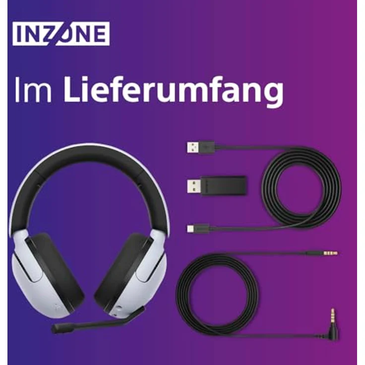 Sony INZONE H5 - Wireless Gaming Headset, 360 Spatial Sound für Gaming, komfortabler Sitz, 28 Std. Akkulaufzeit, geringe Latenz, Mikrofon mit AI, PC & PS5 kompatibel - Weiß – Bild 5