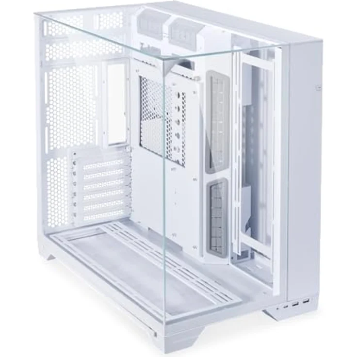 Lian Li O11 Vision PC-Gehäuse, 3-seitige randlose Glaspaneele, modular, werkzeugloses Design, Triple-Radiator-Unterstützung, Aluminium, Tower, Weiß – Bild 2