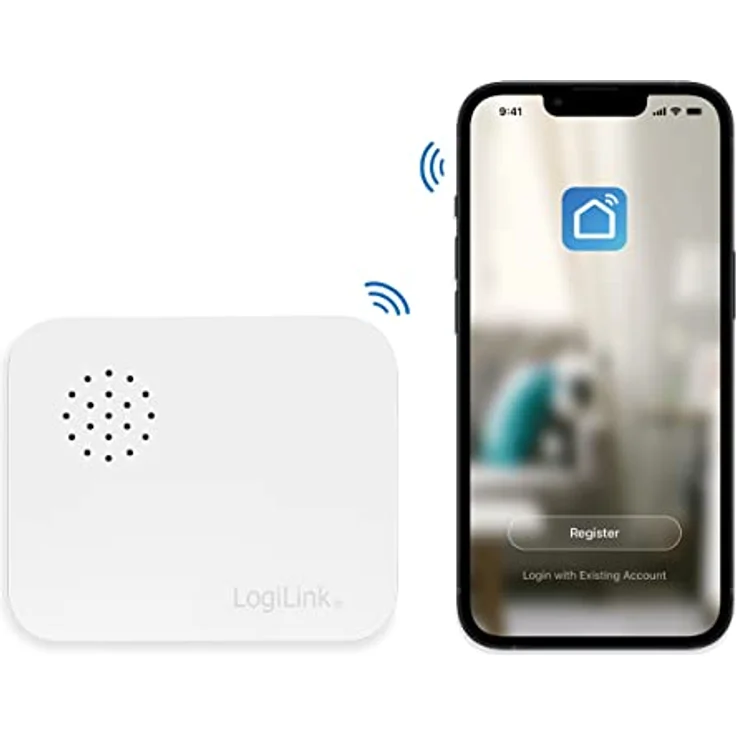 LogiLink SH0109 - Wi-Fi Smart Home Vibrationssensor, über App steuerbar, IP30, Tuya kompatibel, unterstützt Amazon Alexa und Google Home, Weiß – Bild 3