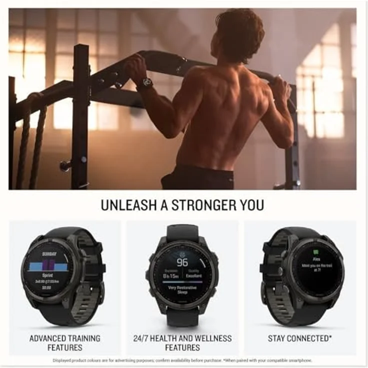 Garmin Fenix 8 Smartwatch (43 mm) mit AMOLED-Display und Titan-Lünette, nebelgrau-softgold – Bild 6