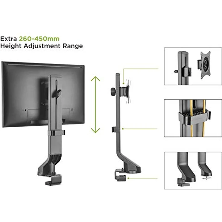 VALUE LCD-Monitorhalterung, Monitorarm, Tischmontage, Zur Befestigung von Bildschirmen mit VESA 75 BZW. VESA 100 am Schreibtisch, Kabelmanagement – Bild 8