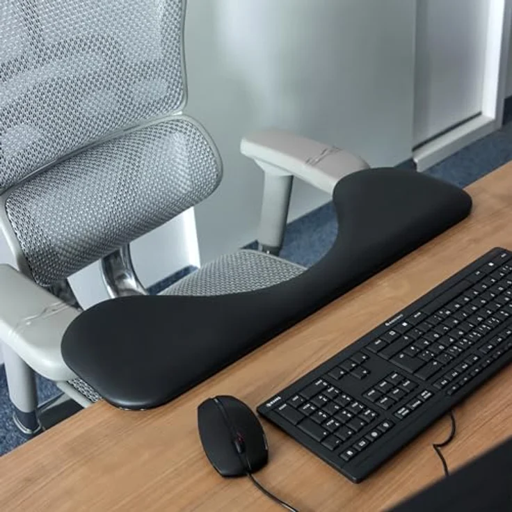 hjh OFFICE RELEX RT2 Handballenauflage Armstütze aus Leder, ergonomisch, pflegeleicht, für PC-Arbeit – Bild 5