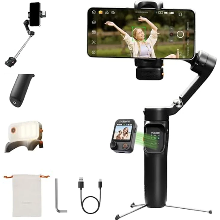 Hohem Isteady V3 Ultra Black, Smartphone Gimbal mit AI Tracking, 360° Pan, 9h Akkulaufzeit und Touchscreen Remote – Bild 1