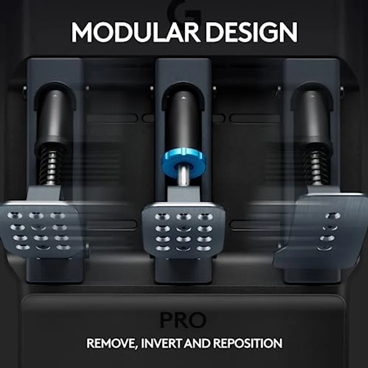 Logitech G PRO Racing Pedals – Pedale für Rennsimulationen; 100 kg Loadcell-Bremse, vollständig personalisierbar, austauschbare Federn und Elastomere, modulares Design, Schwarz – Bild 4
