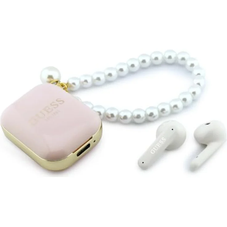 CG MOBILE Guess Perlenarmband TWS-Kopfhörer, Bluetooth mit 10 m Reichweite, Rosa, bis zu 4,5 Stunden Wiedergabezeit – Bild 1