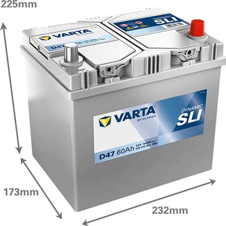 VARTA D47 Blue Dynamic, 12V 60Ah 540A Autobatterie für Kleinwagen und Mittelklassefahrzeuge, wartungsfrei – Bild 3