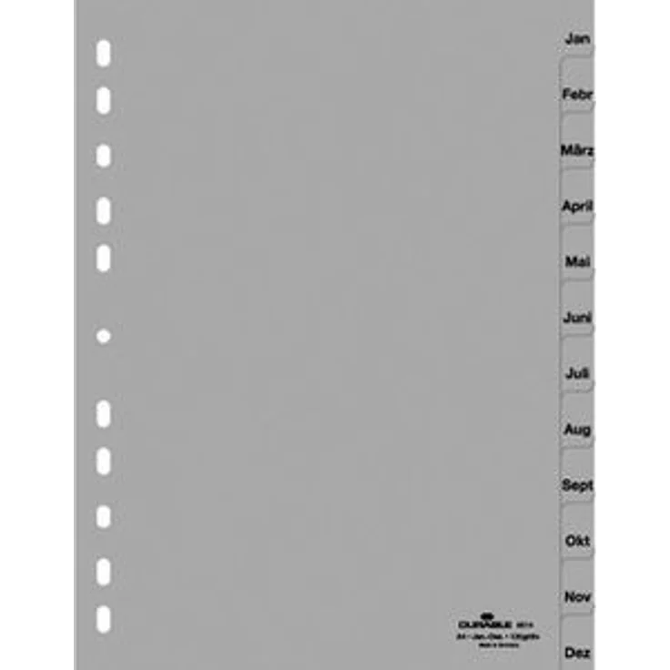 Durable 6514-10 Register Kunststoff Jan - Dez, A4, 12-teilig, grau – Bild 1