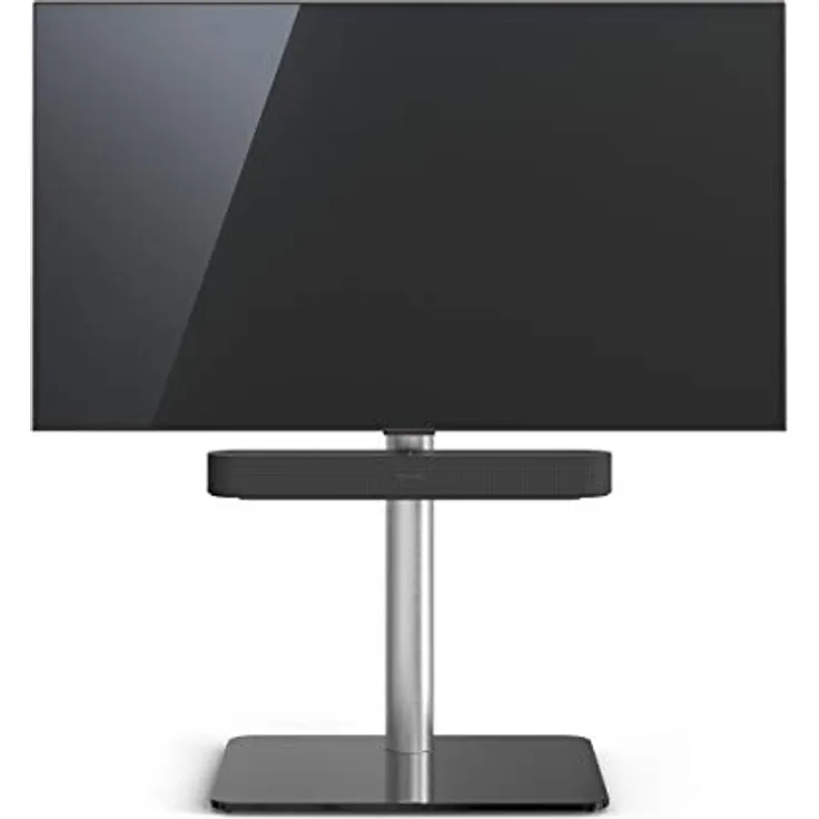TV-Stand Spectral Just-Racks TV610SP mit Glasboden in Schwarzglas und Universal Soundbar Ablage