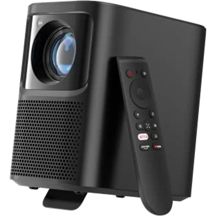 Emotn N1 Beamer Netflix Offiziell Lizenziertes 500 Lumens Natives 1080p Full HD, Projektor mit Autofokus, automatische Trapezkorrektur, 120-Zoll-Bild, Dolby Audio, 5G Wi-Fi und Bluetooth 5.0