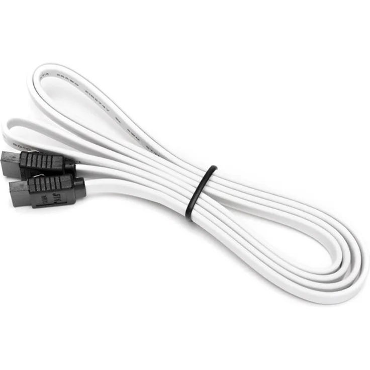 DUTZO SATA-Kabel, Sleeved in Weiß, 1 m mit geradem Verbinder, unterstützt SATA-I/II/III