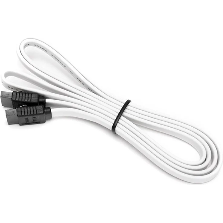 DUTZO SATA-Kabel, Sleeved in Weiß, 1 m mit geradem Verbinder, unterstützt SATA-I/II/III