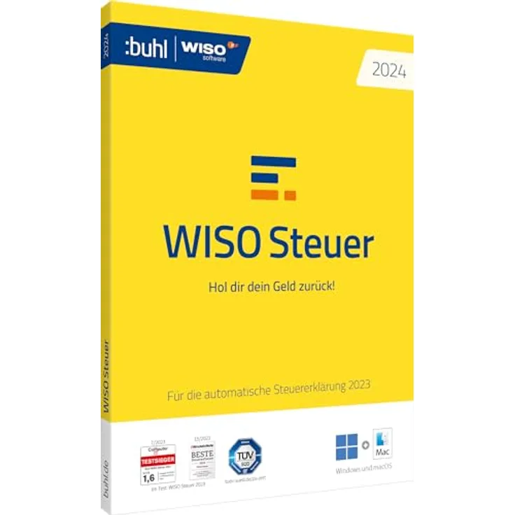 WISO Steuer 2024 (für Steuerjahr 2023), Für Windows, Mac, Smartphones und Tablets, Standardverpackung: Steuererklärung 2023 automatisch gemacht (WISO Steuer-Software)