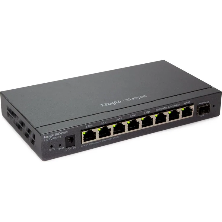 Ruijie RG-EG209GS Kabelrouter, Gigabit Ethernet, 8 Ports, 600 Mbps, Cloud-Management, grau