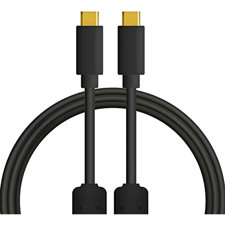 DJ TechTools Chroma Cable USB-C zu C black, hochwertiges USB 2.0 Kabel (vergoldete USB-Kontakte, Ferrit Kern, 1,0m lang, Adapterkabel, integrierter Klettkabelbinder), Schwarz
