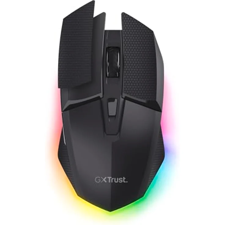 Trust Gaming GXTrust 122 Felox+ Kabellose Gaming Maus mit 12K DPI, Bluetooth und 2.4GHz, 40 Std. Akkulaufzeit, LED Beleuchtung, 6 Tasten, USB-A Empfänger, Schwarz – Bild 1