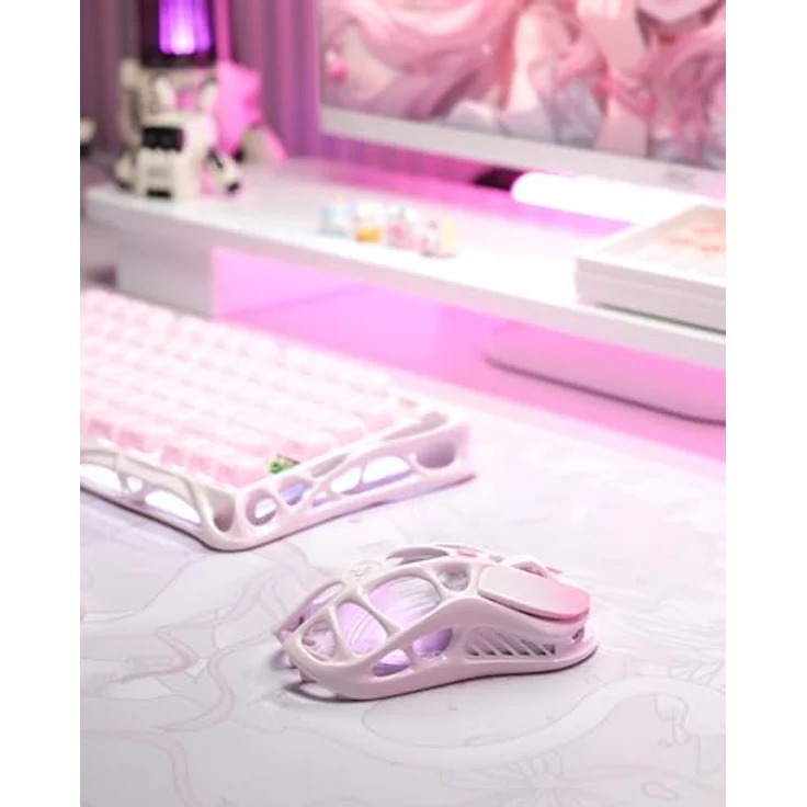 GravaStar Mercury M1 Pro Wireless Gaming Maus, Leichte Magnesium Gaming Maus mit 26.000 DPI, PAW3395DM, 5 programmierbaren Tasten, Triple-Mode, Farbverlauf Rosa – Bild 2