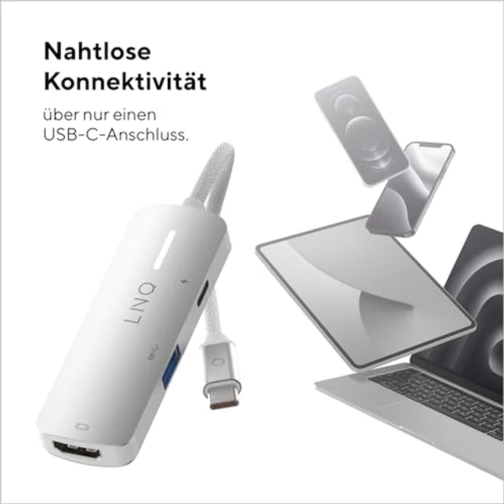 Linq LINQ 4K HDMI Adapter mit PD3.1 und USB-A, 1x HDMI 2.0, bis zu 4K/60Hz, 140 W Power Delivery, 5 Gbit/s USB 3.2 Gen 1 – Bild 2