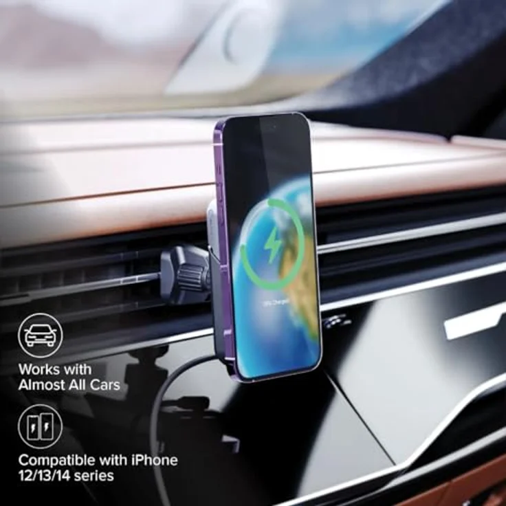 Alogic MagSafe Charger with Car Mount, Wireless Charger, Schwarz - Preisvergleich – Bild 2