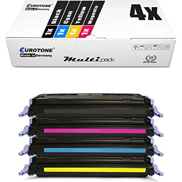 Eurotone 4er Set EOS-Toner kompatibel für HP Color LaserJet 1600/2600/2605, Black, Cyan, Magenta, Yellow, 2.500 Seiten pro Kartusche